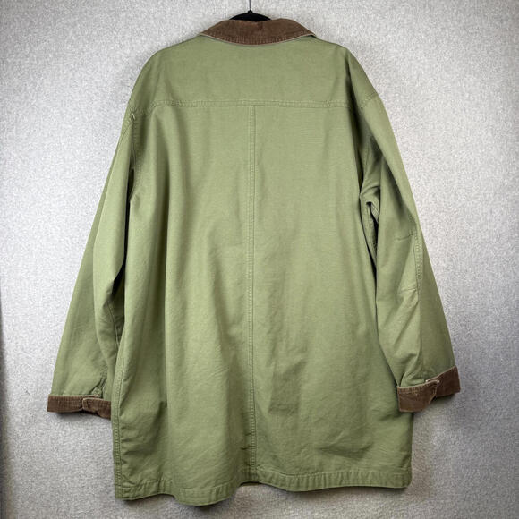 Vintage 90s L.L. Bean Men's Size XL Tall Oversized Soft Green Trench Coat Jacket - Picture 5 of 5